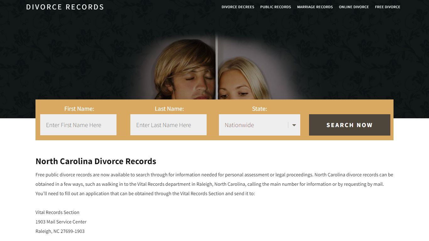North Carolina Divorce Records | Enter Name & Search | 14 Days FREE
